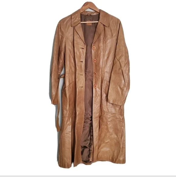 Vintage Levi's Red Tab Distressed Leather Long Coat - Picture 2 of 5